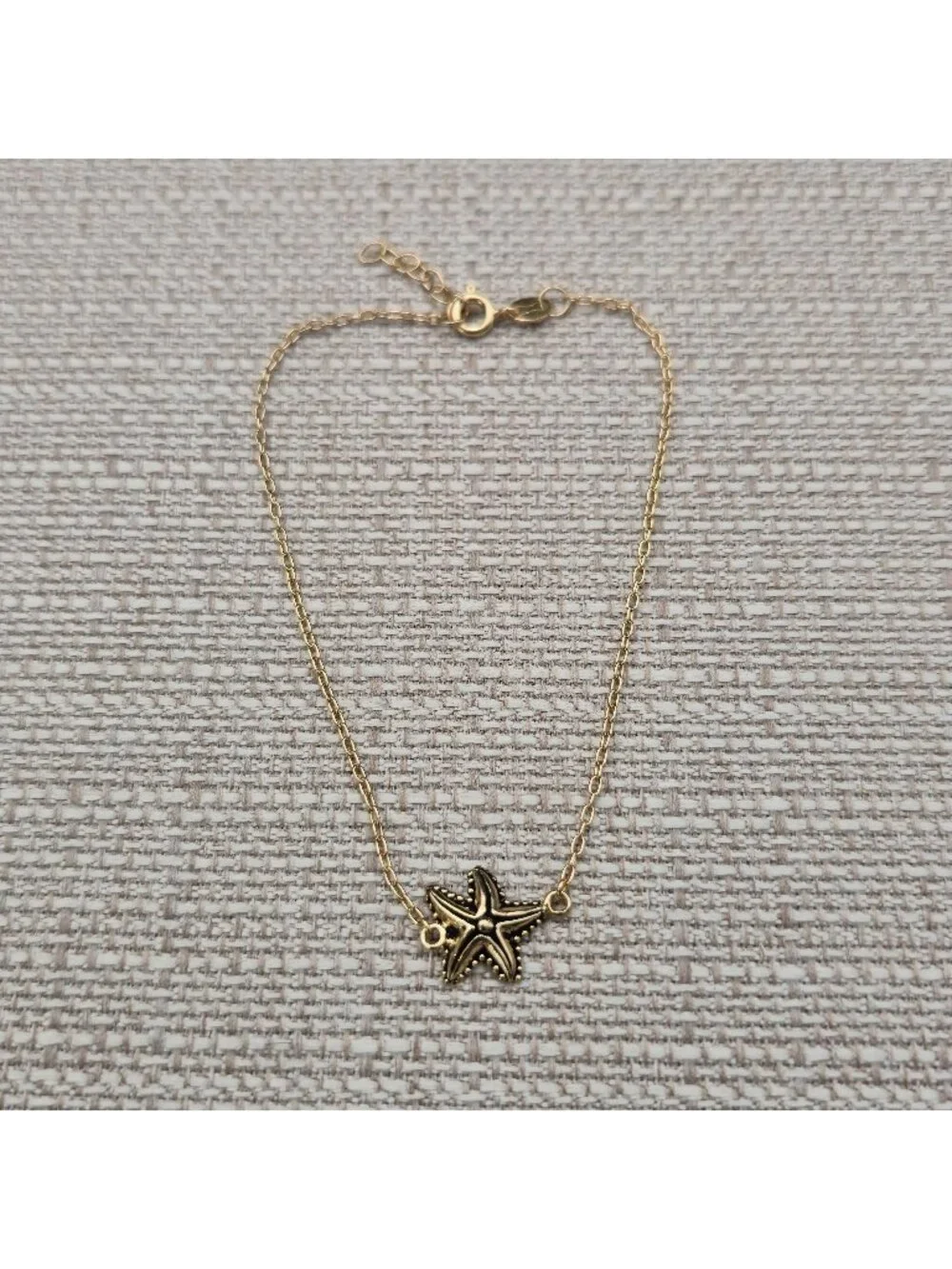10 Inch Gold Over Sterling Silver Starfish Anklet Bracelet A8155